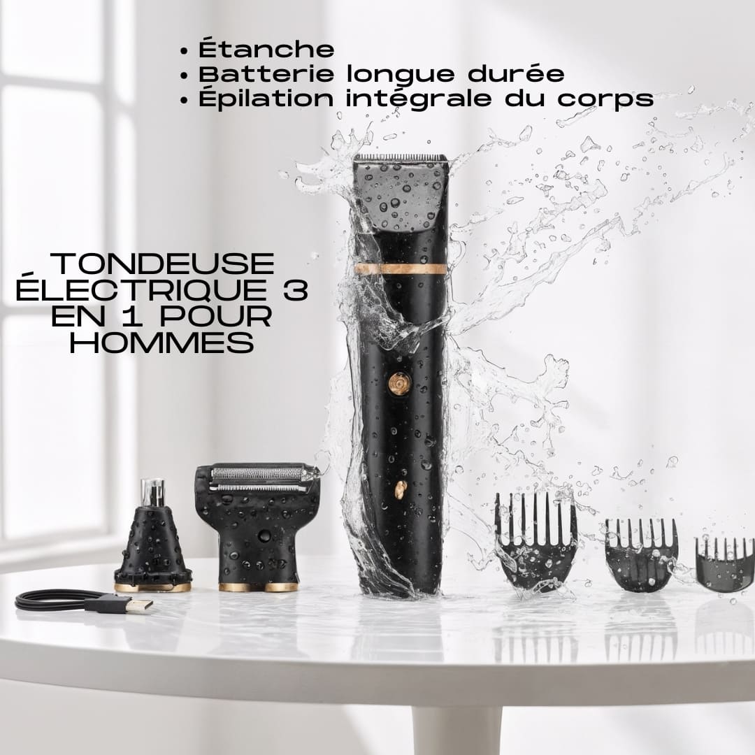 KIT 4 BOXERS EN FIBRE DE BAMBOU + TONDEUSE ÉLECTRIQUE 3 EN 1 POUR HOMMES.