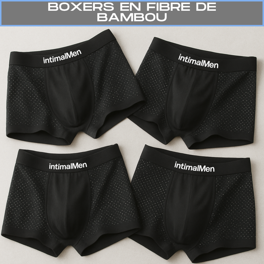 KIT 4 BOXERS EN FIBRE DE BAMBOU + PORTEFEUILLE SLIM + MONTRE TOUT EN NOIR