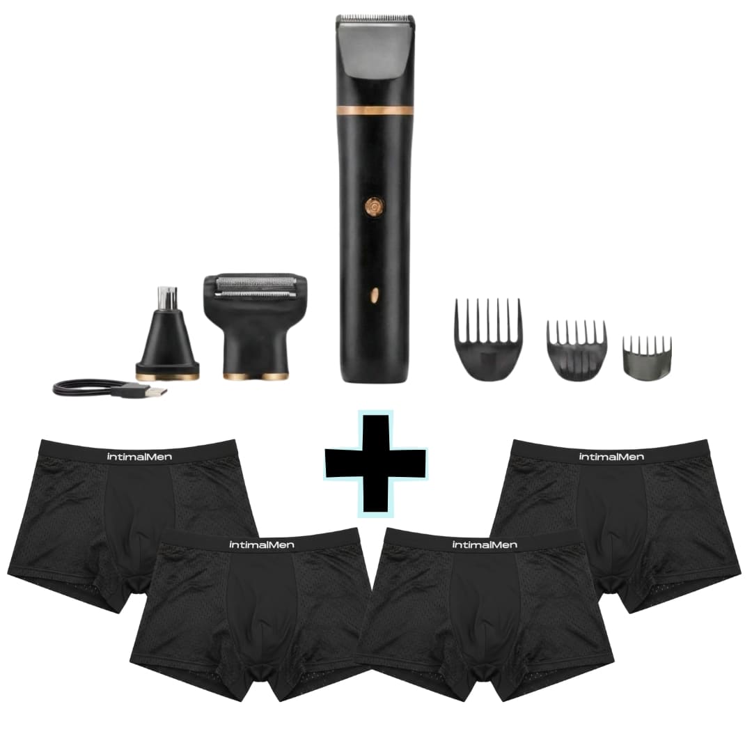 KIT 4 BOXERS EN FIBRE DE BAMBOU + TONDEUSE ÉLECTRIQUE 3 EN 1 POUR HOMMES.