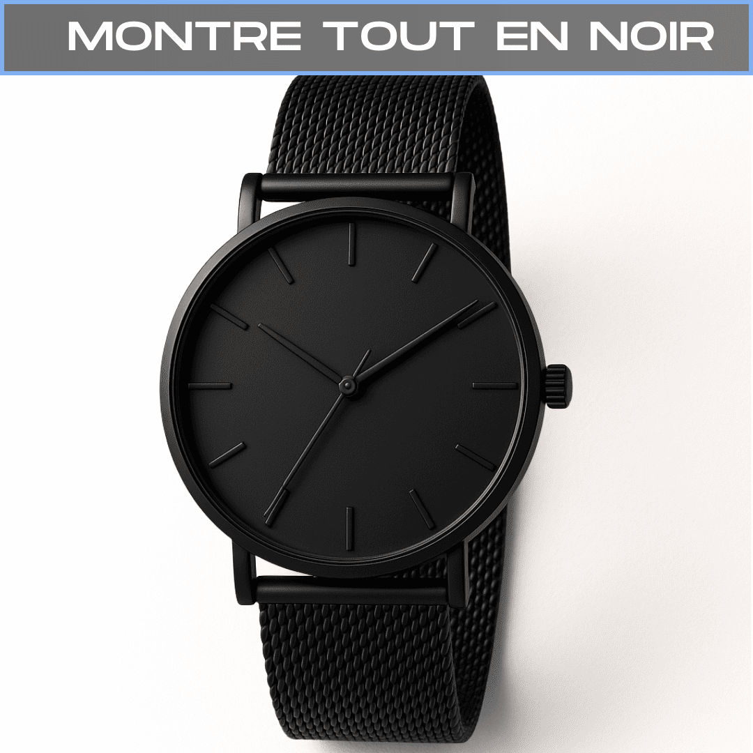KIT 4 BOXERS EN FIBRE DE BAMBOU + PORTEFEUILLE SLIM + MONTRE TOUT EN NOIR