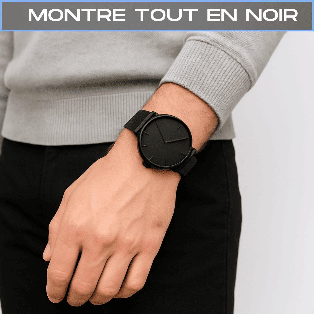 KIT 4 BOXERS EN FIBRE DE BAMBOU + PORTEFEUILLE SLIM + MONTRE TOUT EN NOIR