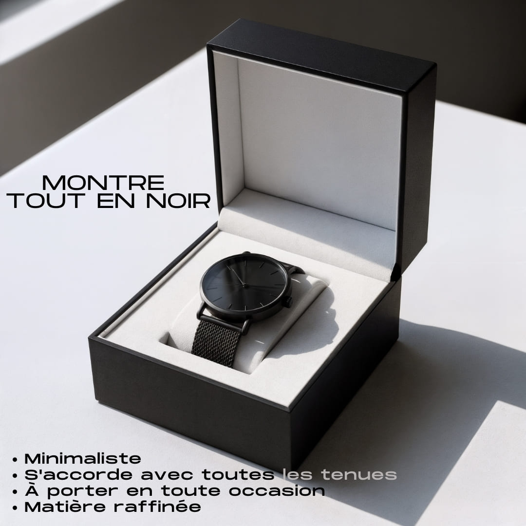 KIT 4 BOXERS EN FIBRE DE BAMBOU + PORTEFEUILLE SLIM + MONTRE TOUT EN NOIR !