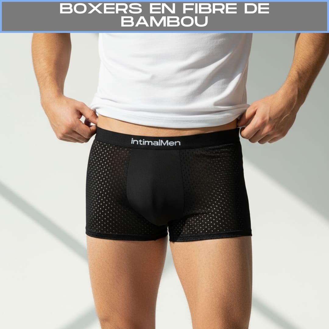 KIT 4 BOXERS EN FIBRE DE BAMBOU + PORTEFEUILLE SLIM + MONTRE TOUT EN NOIR.