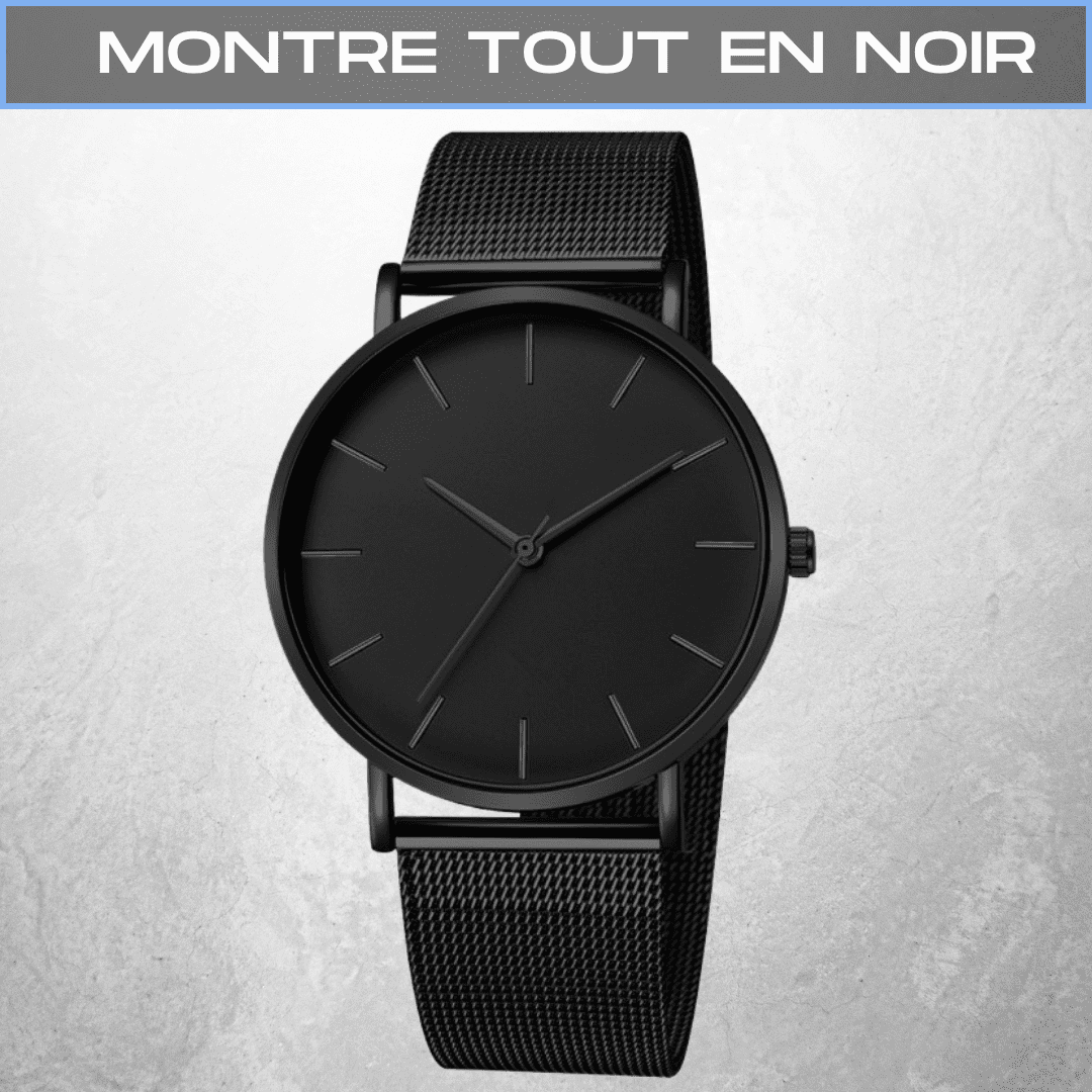KIT 4 BOXERS EN FIBRE DE BAMBOU + PORTEFEUILLE SLIM + MONTRE TOUT EN NOIR