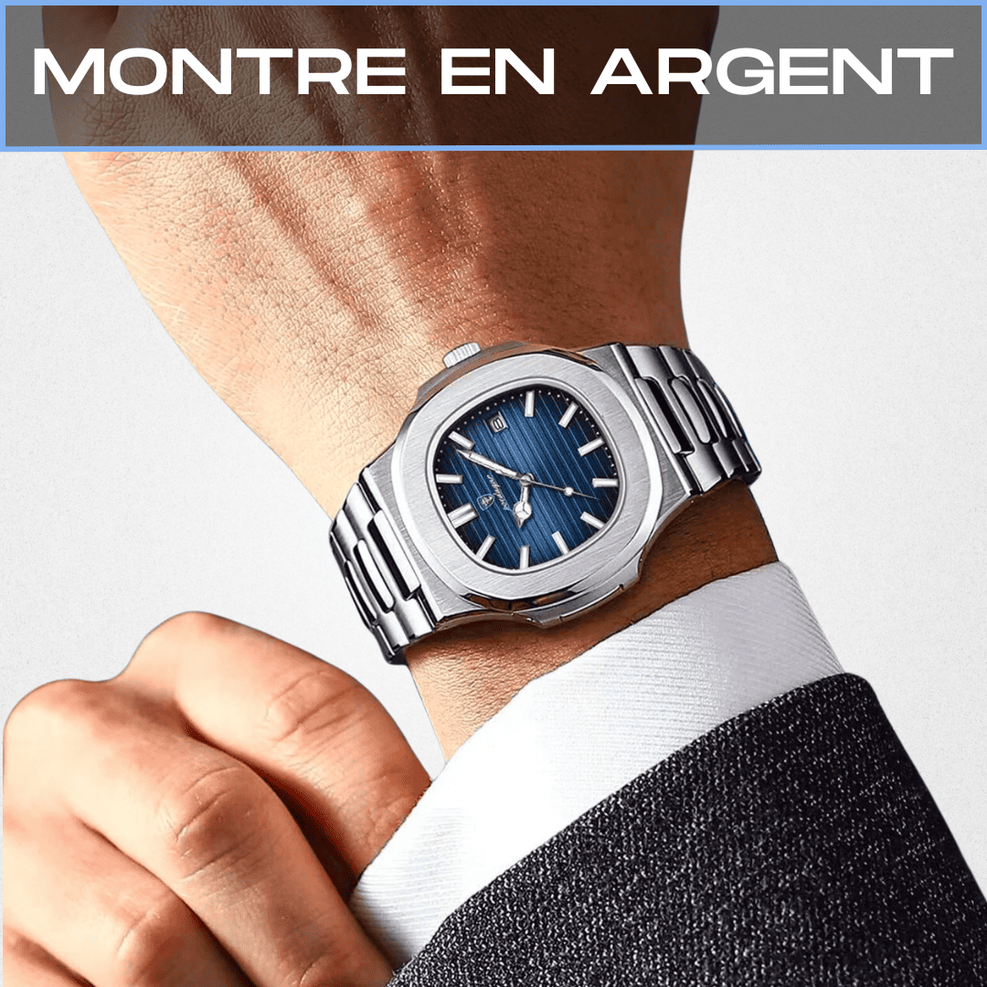 KIT MONTRE EN ARGENT + MONTRE TOUT NOIR - ACHETEZ 1, RECEVEZ 2