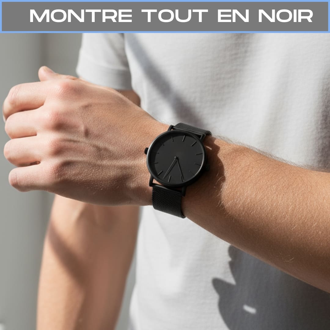 KIT 4 BOXERS EN FIBRE DE BAMBOU + PORTEFEUILLE SLIM + MONTRE TOUT EN NOIR.